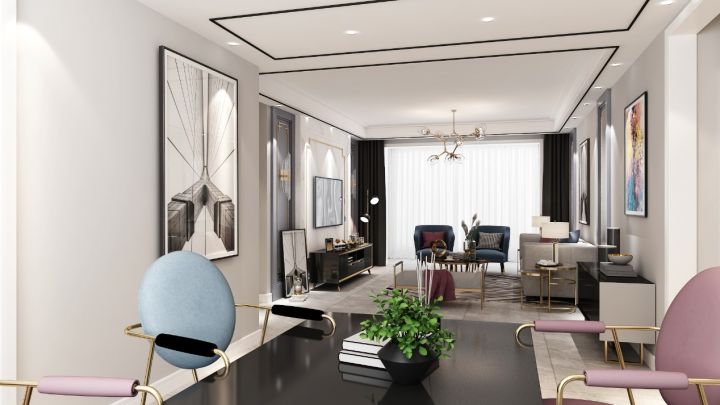 景泰翰林F区-137平米-轻奢风格